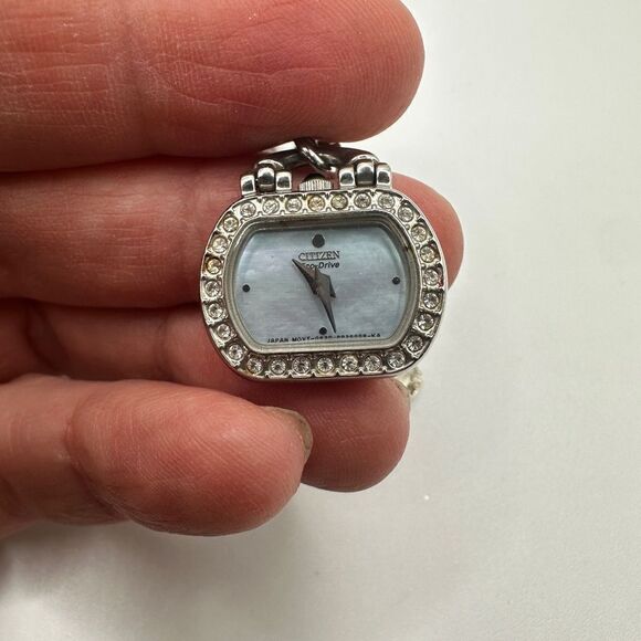 Citizen Eco-Drive Rhinestone Watch Purses Charm Bracelet Silver Tone - Picture 10 of 16